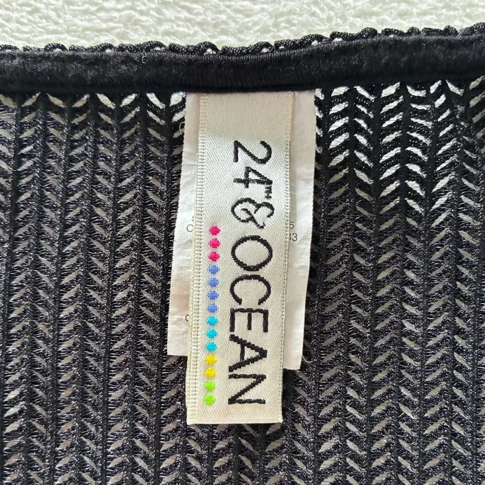 24 & Ocean Sheer Swim Cover Up Dress Size L Black Knit Beach Pool Resort Cruise